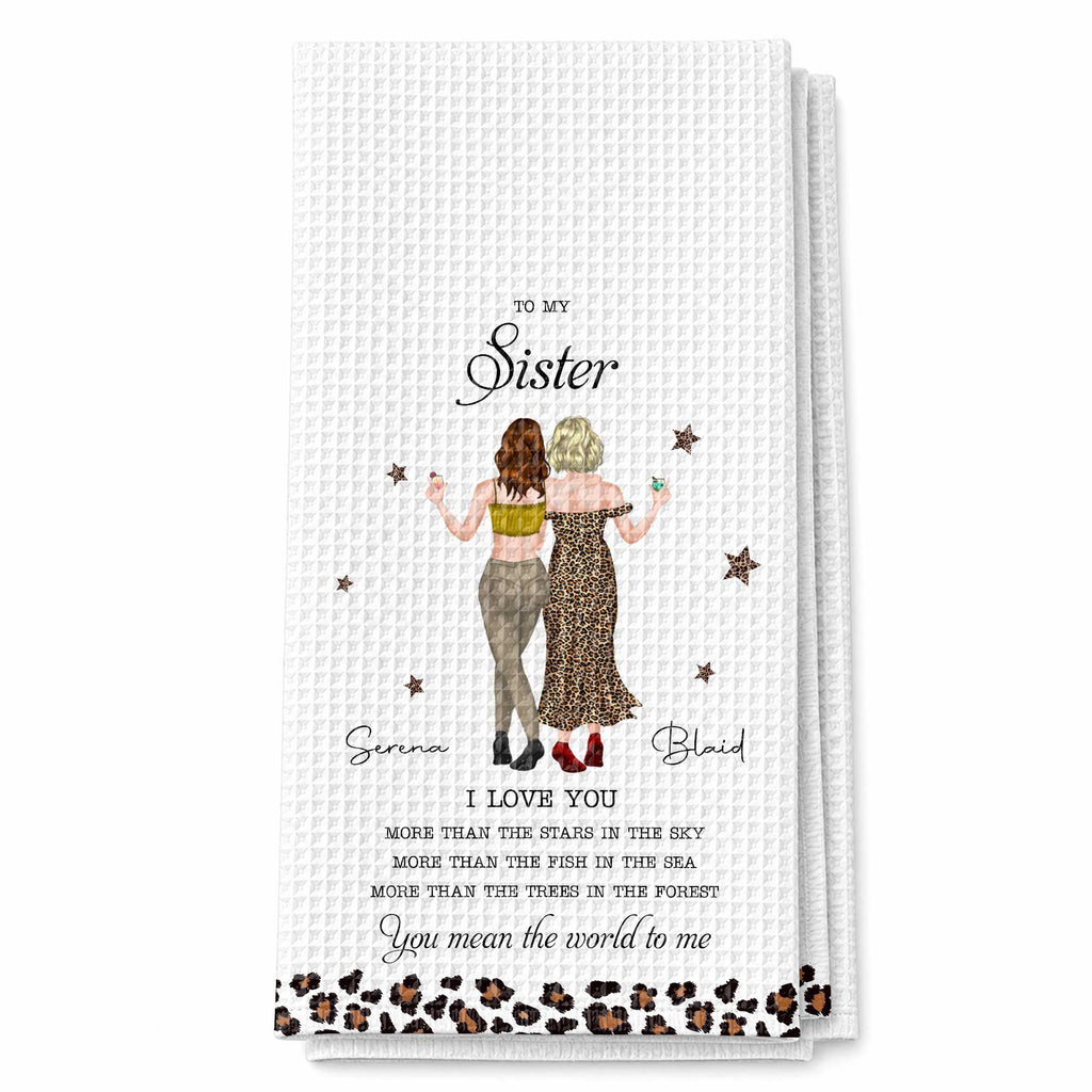Personalized Kitchen Towel Custom Gift for Sister Love Message
