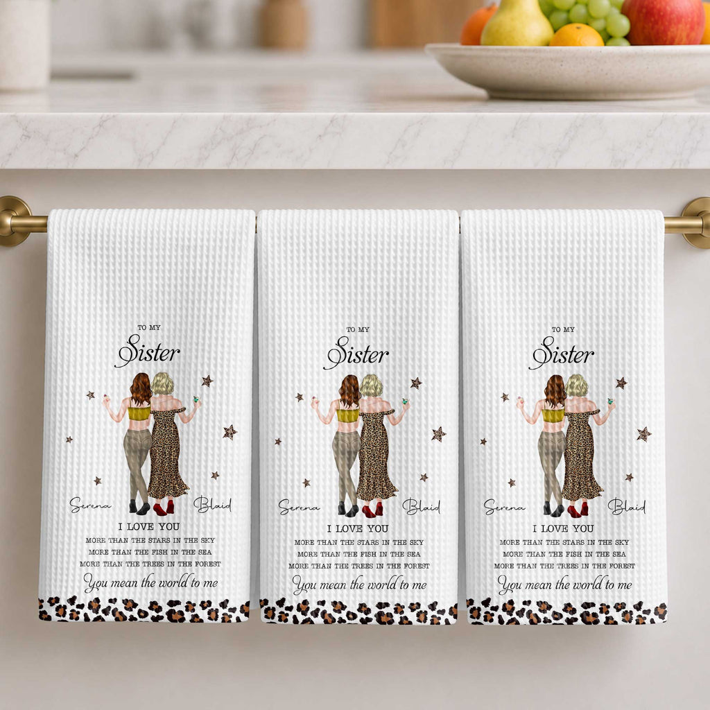 Personalized Kitchen Towel Custom Gift for Sister Love Message