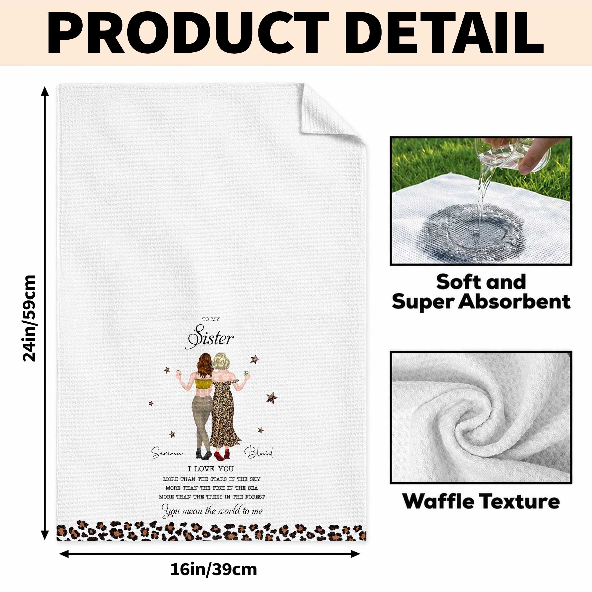 Personalized Kitchen Towel Custom Gift for Sister Love Message