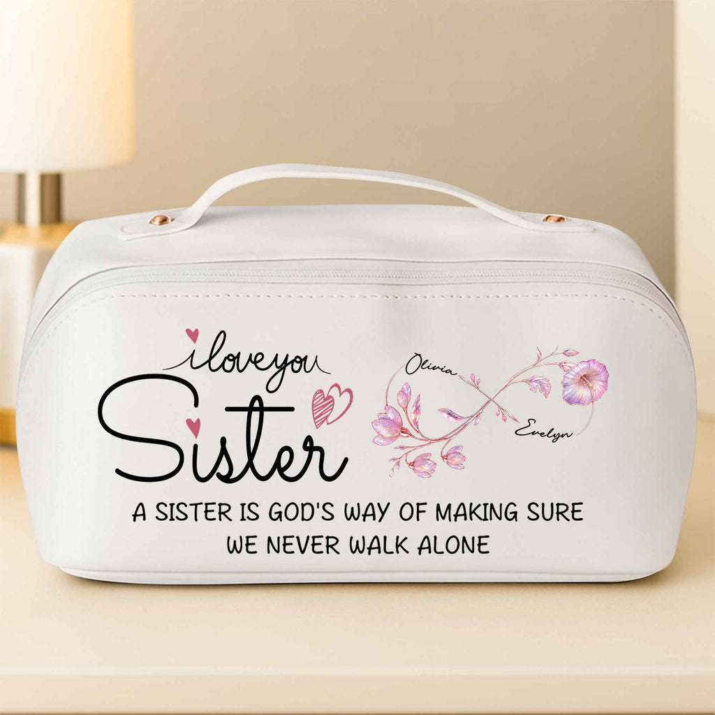 Personalized Faux Leather Makeup Bag Custom Design for Sister