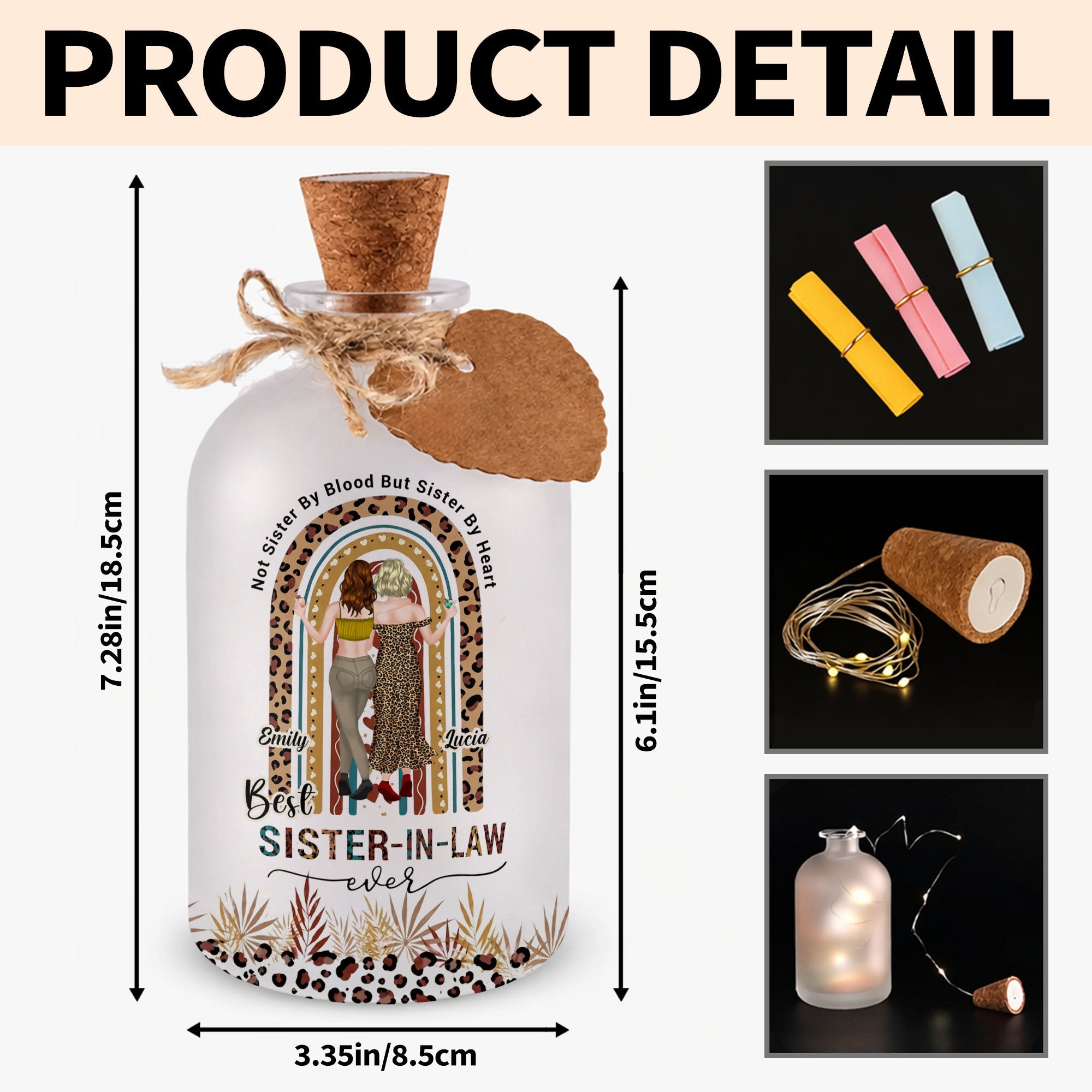 Personalized Short Bottle Light for Sister-in-Law Cute Gift Short Bottle Light GradoCreations
