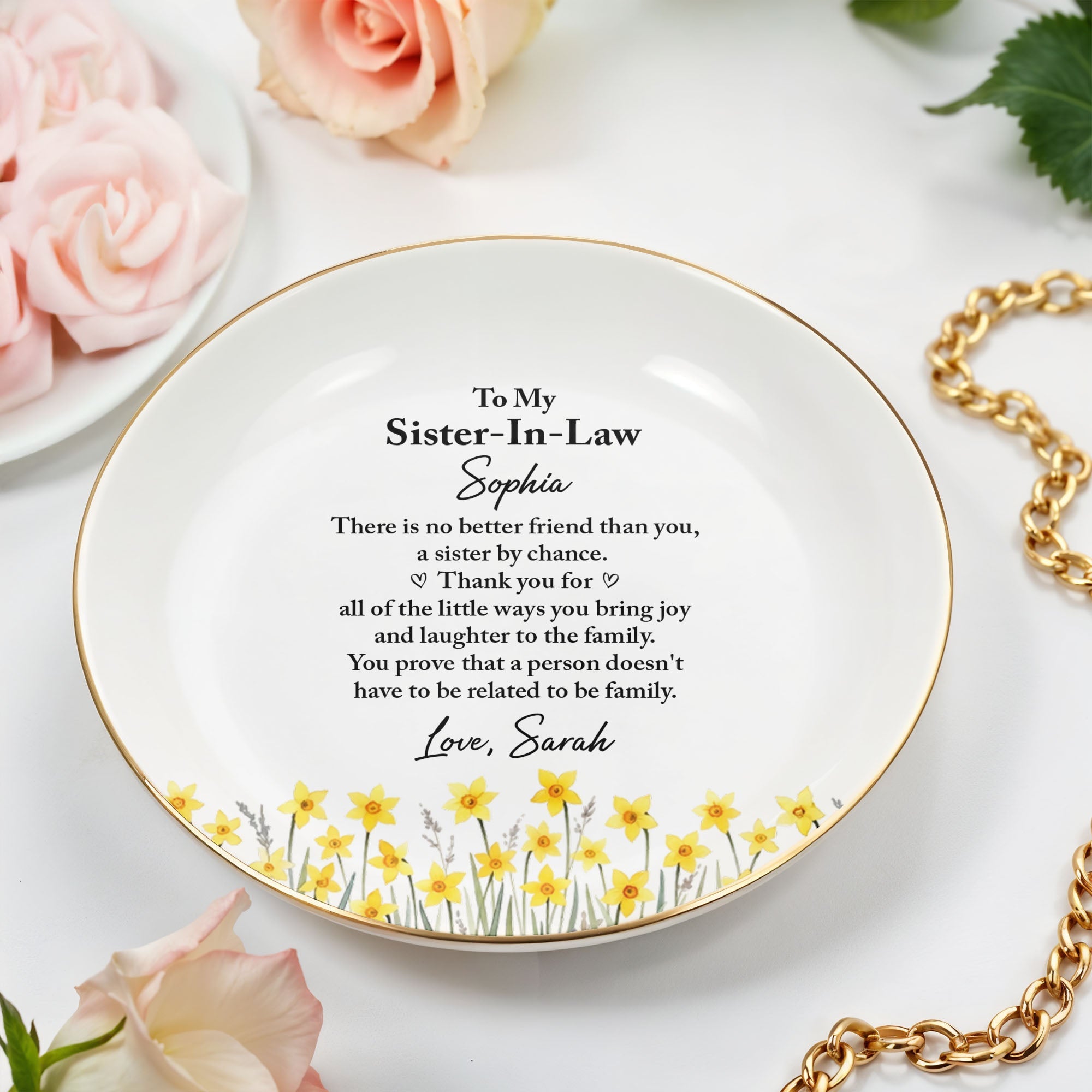 Personalized Jewelry Dish Custom Name Gift for Sister-in-Law Jewelry Dish GradoCreations