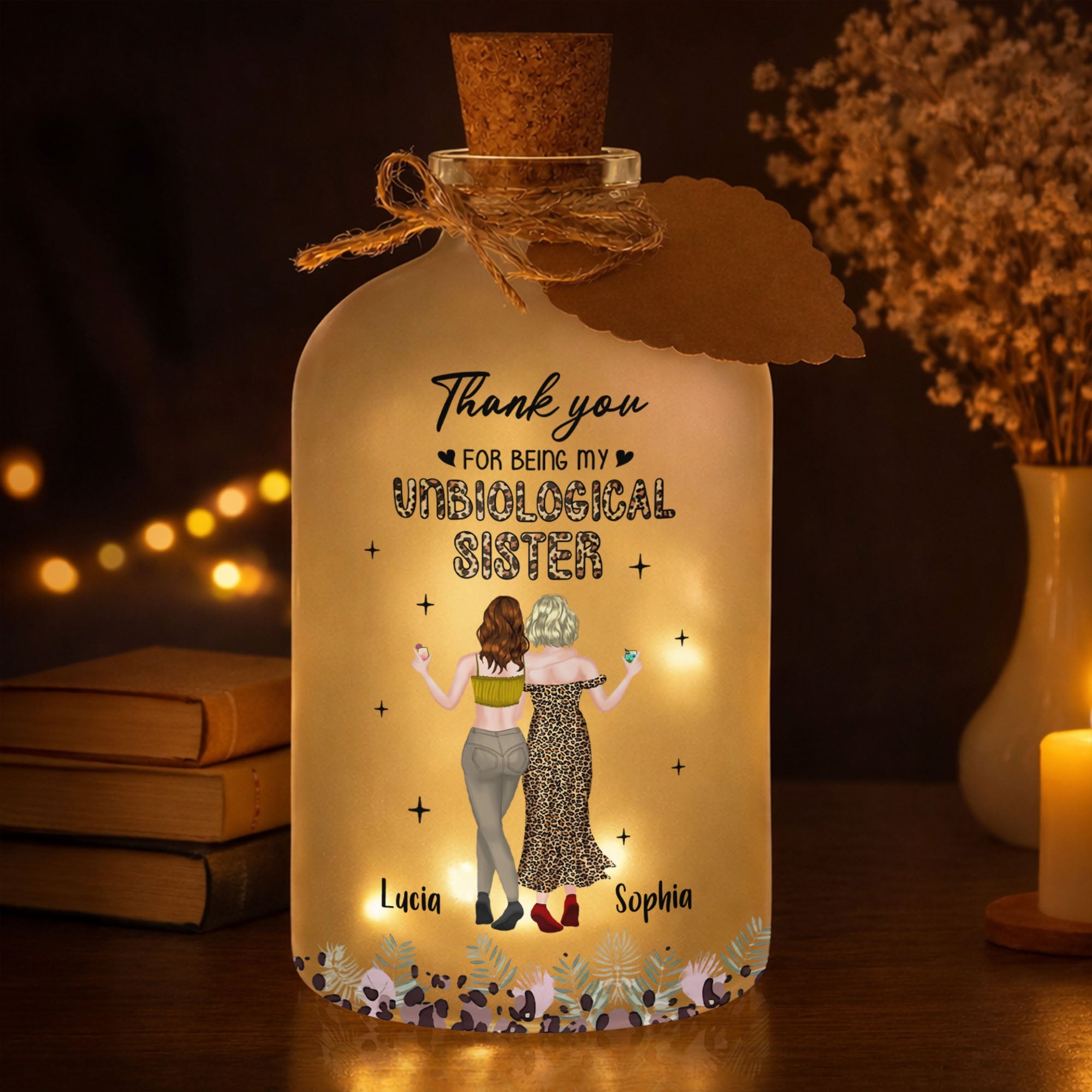 Personalized Frosted Glass Short Bottle Light Bestie Gift Short Bottle Light GradoCreations