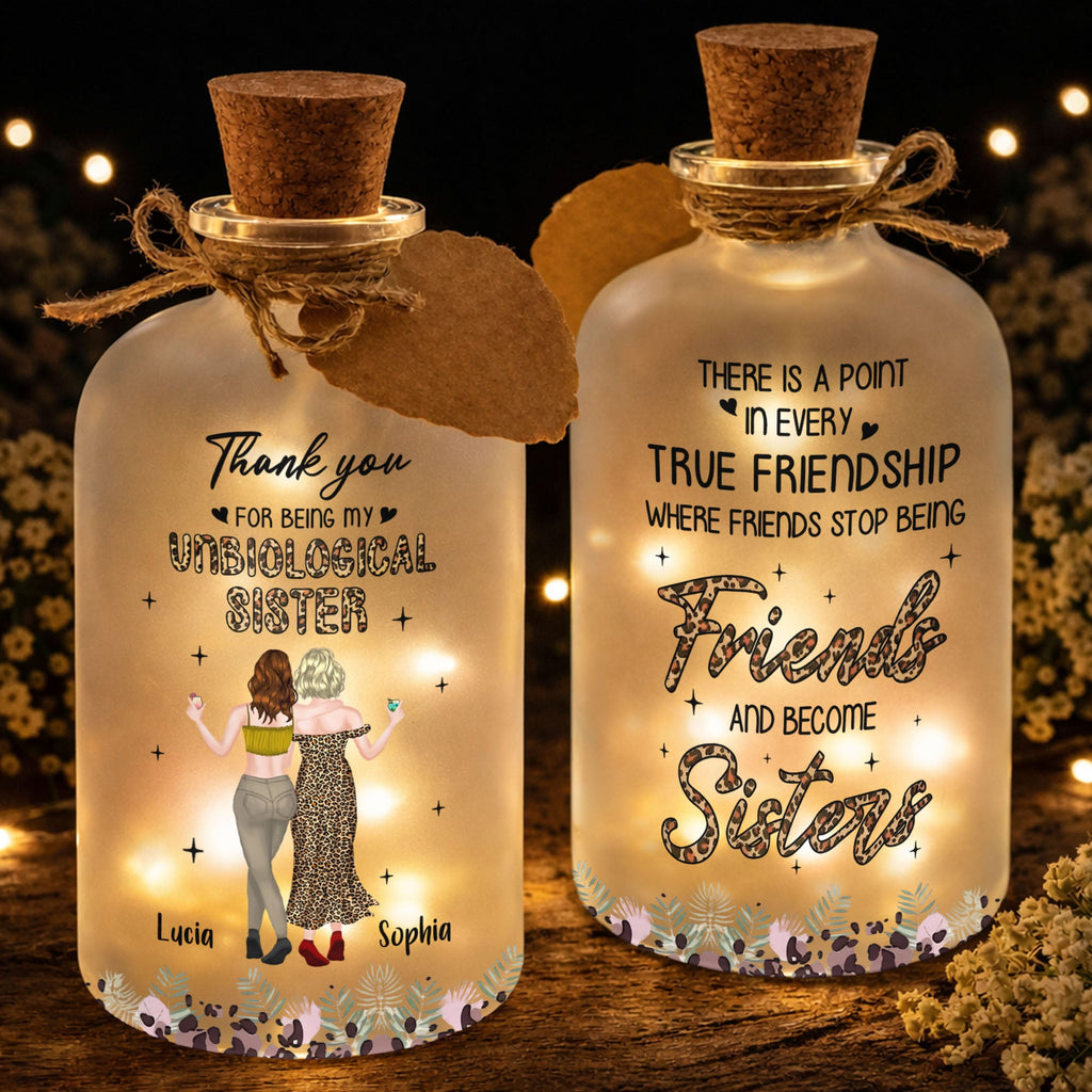 Personalized Frosted Glass Short Bottle Light Bestie Gift Short Bottle Light GradoCreations