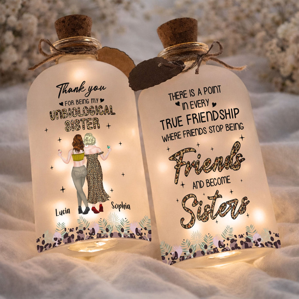 Personalized Frosted Glass Short Bottle Light Bestie Gift Short Bottle Light GradoCreations
