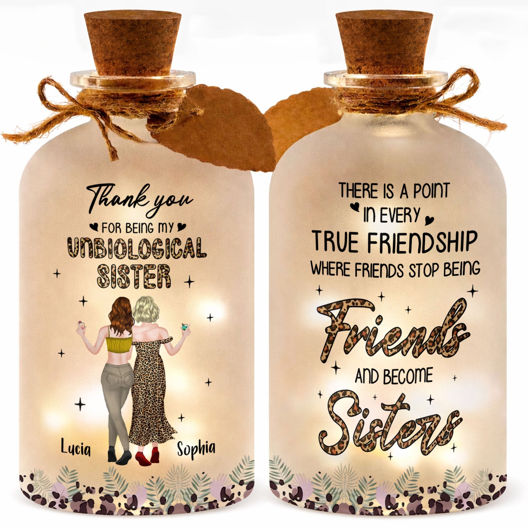 Personalized Frosted Glass Short Bottle Light Bestie Gift Short Bottle Light GradoCreations