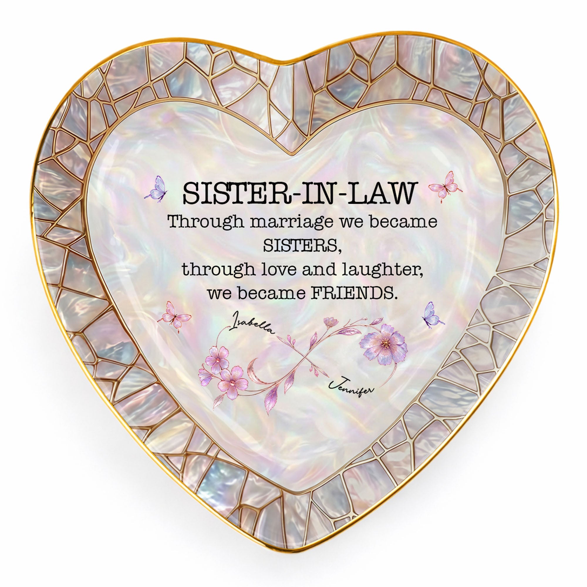 Personalized Heart Jewelry Dish Custom Name Gift for Sister-in-Law Heart Jewelry Dish GradoCreations