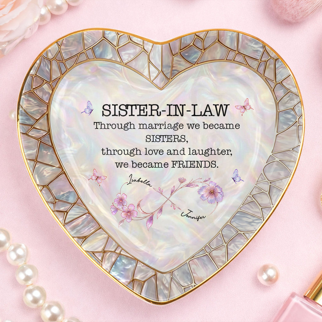 Personalized Heart Jewelry Dish Custom Name Gift for Sister-in-Law Heart Jewelry Dish GradoCreations