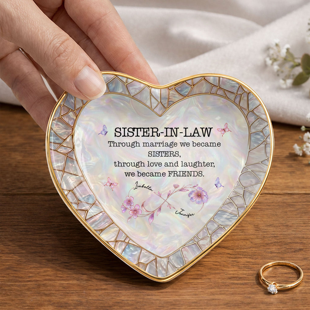 Personalized Heart Jewelry Dish Custom Name Gift for Sister-in-Law Heart Jewelry Dish GradoCreations