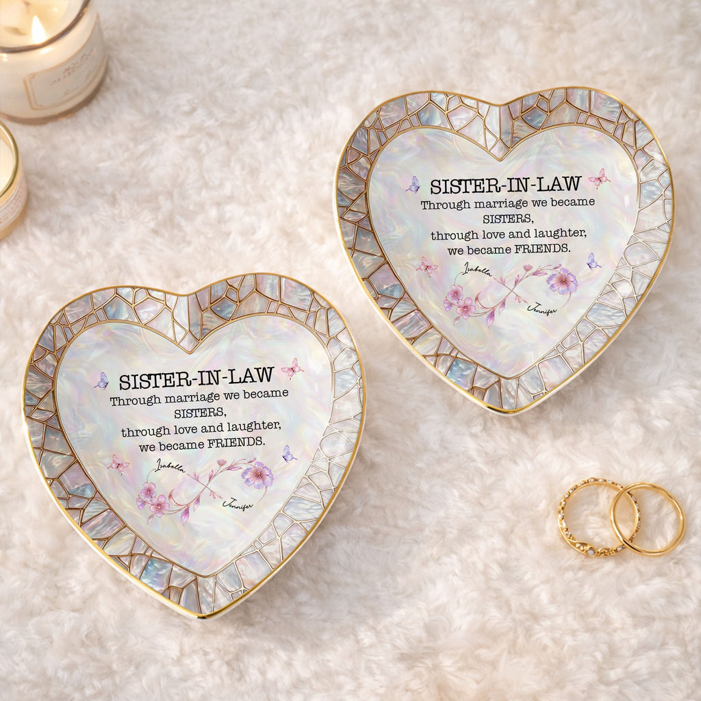 Personalized Heart Jewelry Dish Custom Name Gift for Sister-in-Law Heart Jewelry Dish GradoCreations
