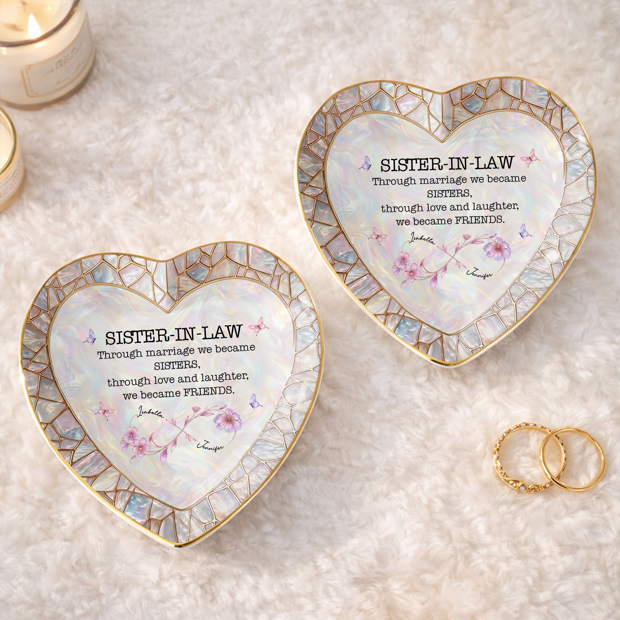 Personalized Heart Jewelry Dish Custom Name Gift for Sister-in-Law Heart Jewelry Dish GradoCreations