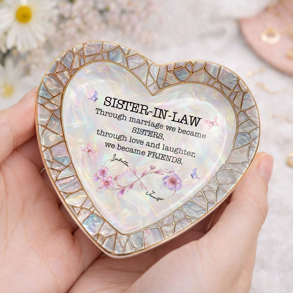 Personalized Heart Jewelry Dish Custom Name Gift for Sister-in-Law Heart Jewelry Dish GradoCreations