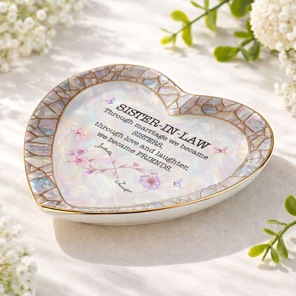 Personalized Heart Jewelry Dish Custom Name Gift for Sister-in-Law Heart Jewelry Dish GradoCreations
