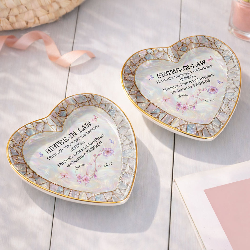 Personalized Heart Jewelry Dish Custom Name Gift for Sister-in-Law Heart Jewelry Dish GradoCreations