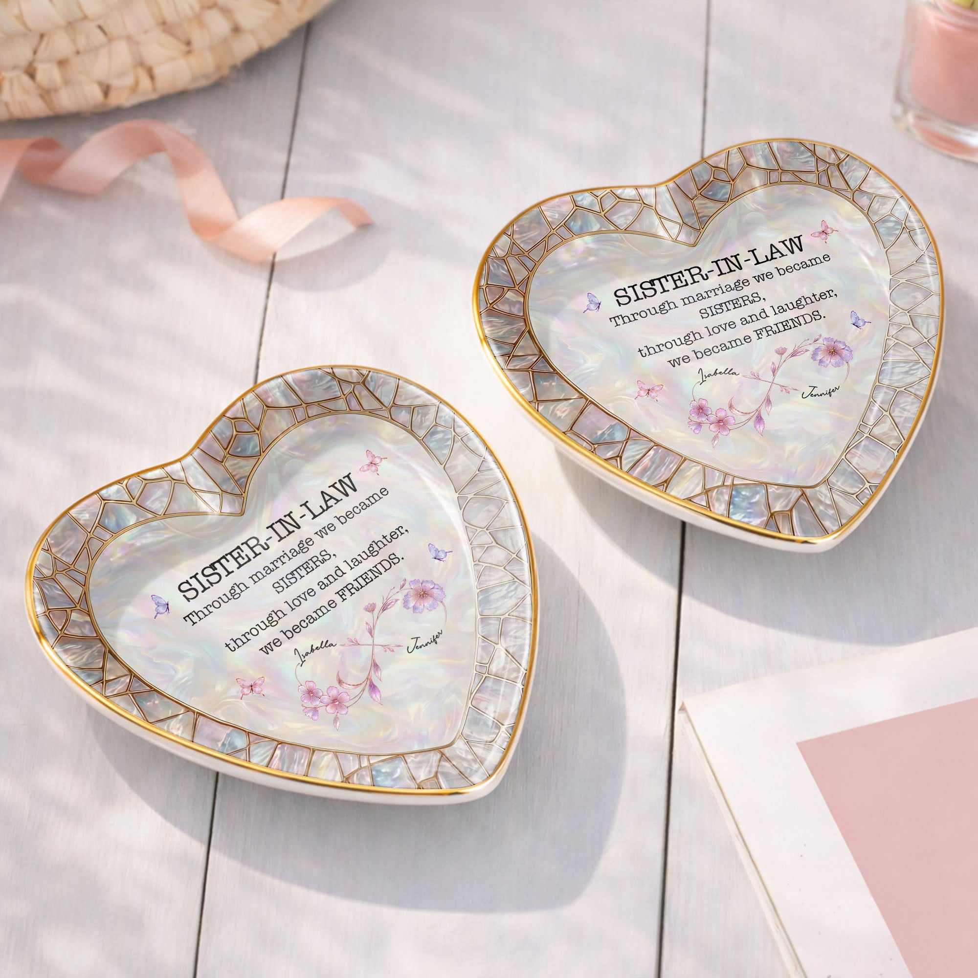 Personalized Heart Jewelry Dish Custom Name Gift for Sister-in-Law Heart Jewelry Dish GradoCreations