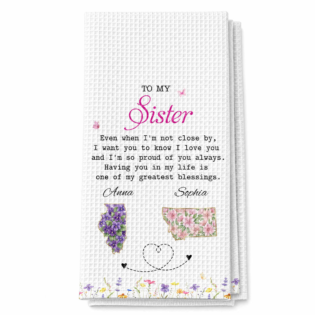 Personalized Kitchen Towel Custom Gift for Sister Flowers Kitchen Towel GradoCreations