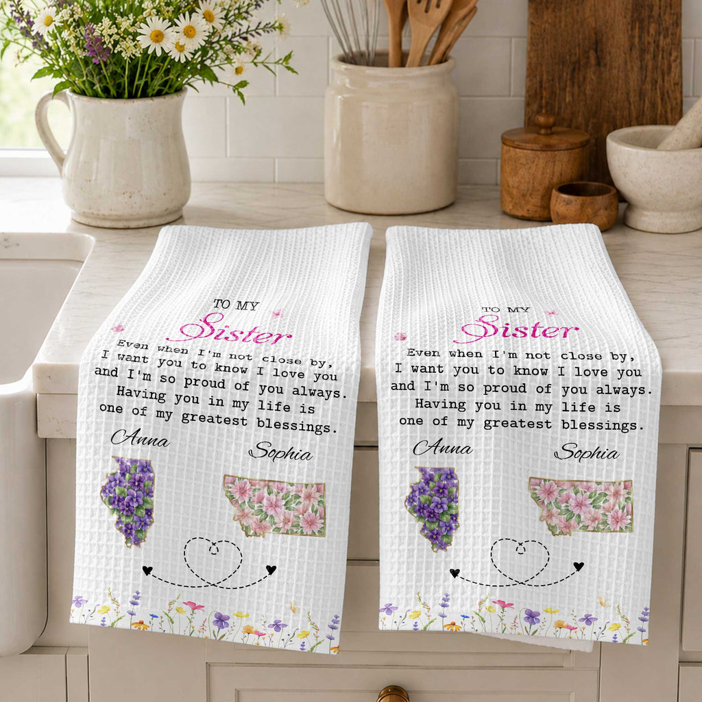 Personalized Kitchen Towel Custom Gift for Sister Flowers Kitchen Towel GradoCreations