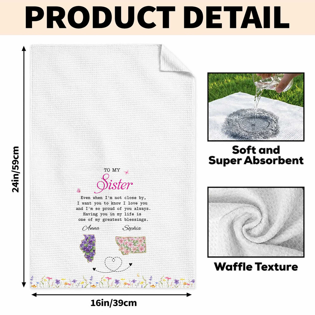 Personalized Kitchen Towel Custom Gift for Sister Flowers Kitchen Towel GradoCreations