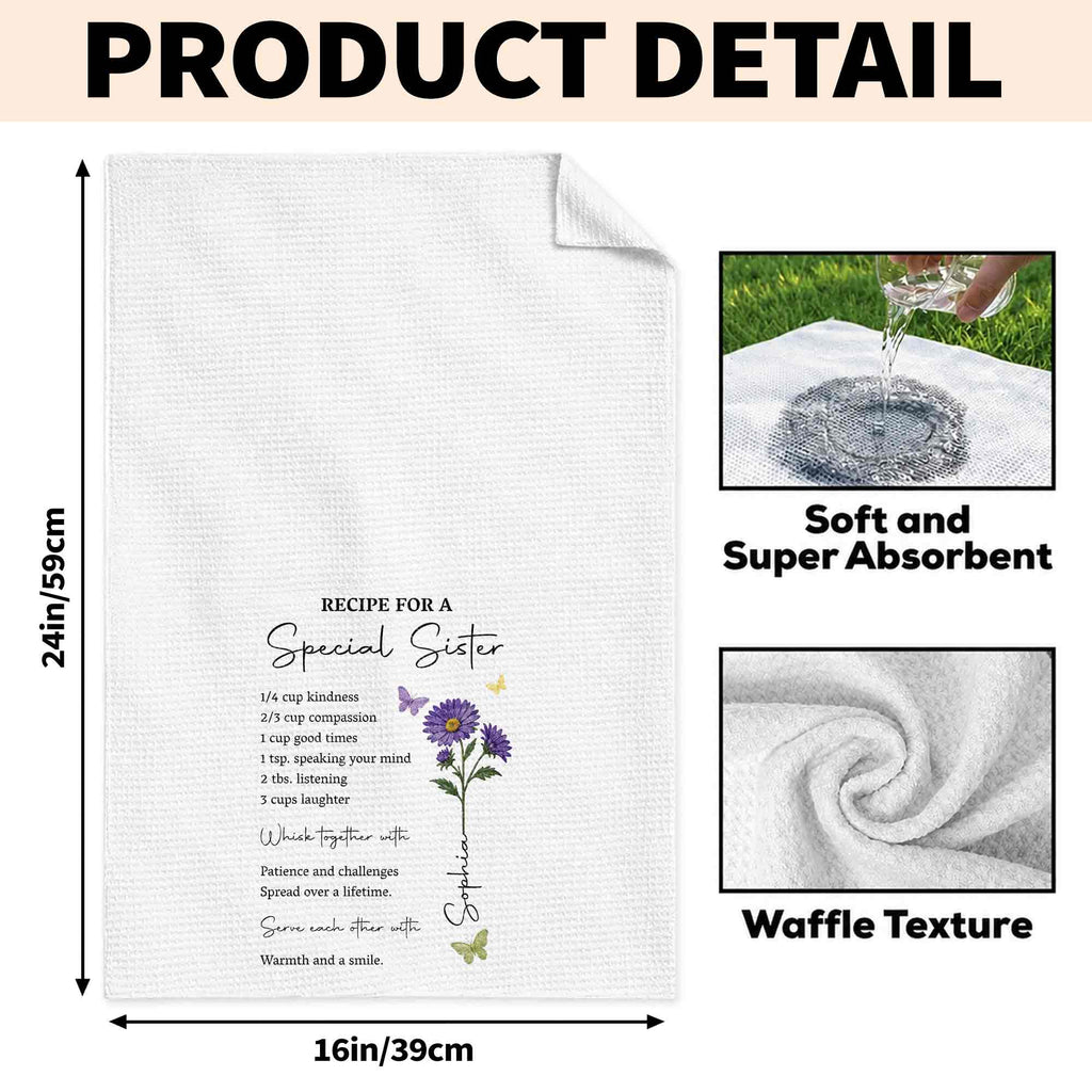 Personalized Kitchen Towel Recipe for Sister with Butterflies Kitchen Towel GradoCreations