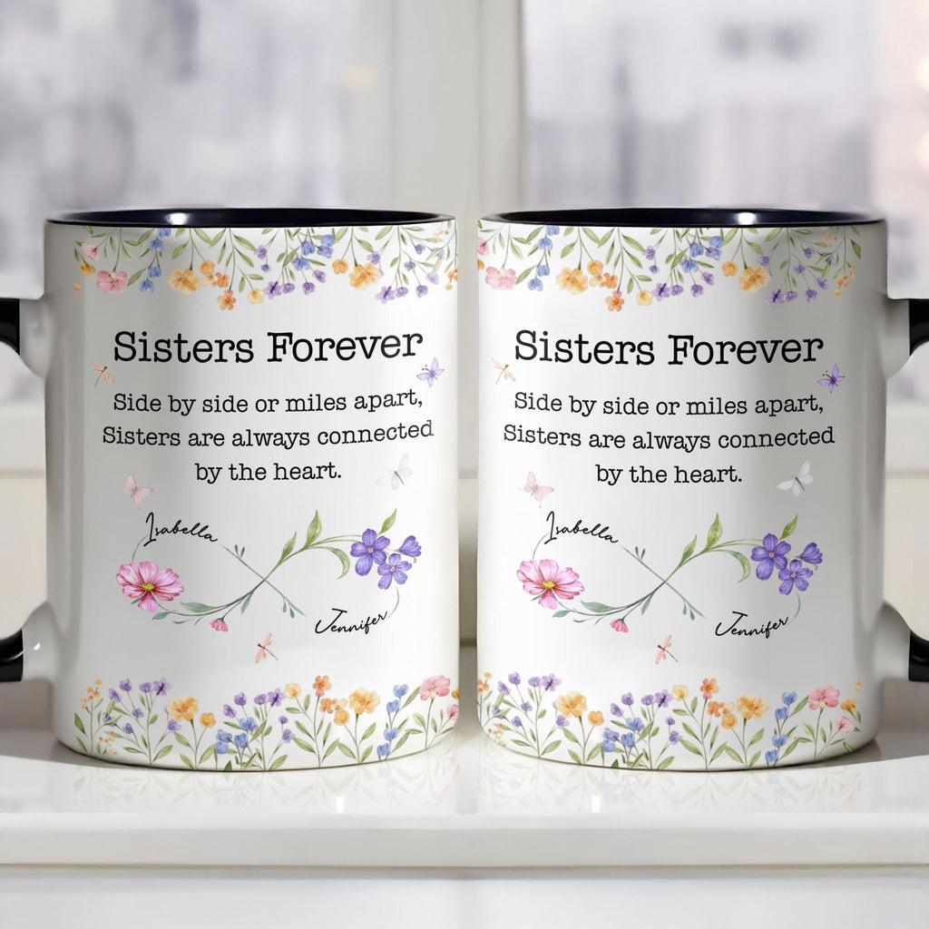 Personalized Sister Accent Mug Custom Floral Design Gift Accent Mug GradoCreations