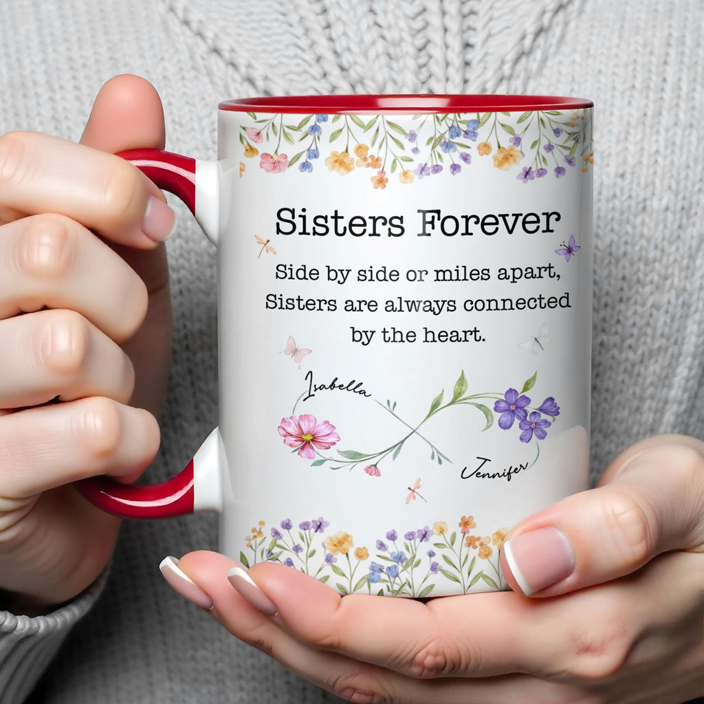 Personalized Sister Accent Mug Custom Floral Design Gift Accent Mug GradoCreations