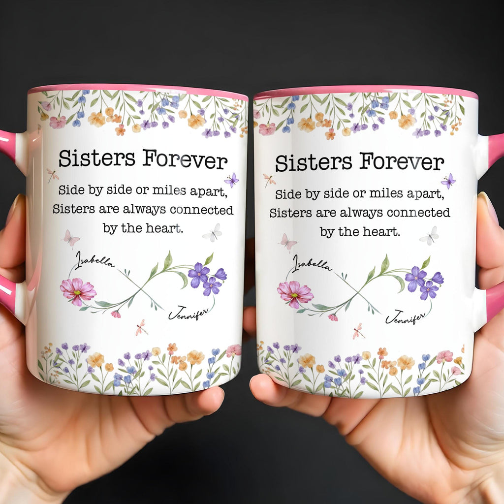 Personalized Sister Accent Mug Custom Floral Design Gift Accent Mug GradoCreations