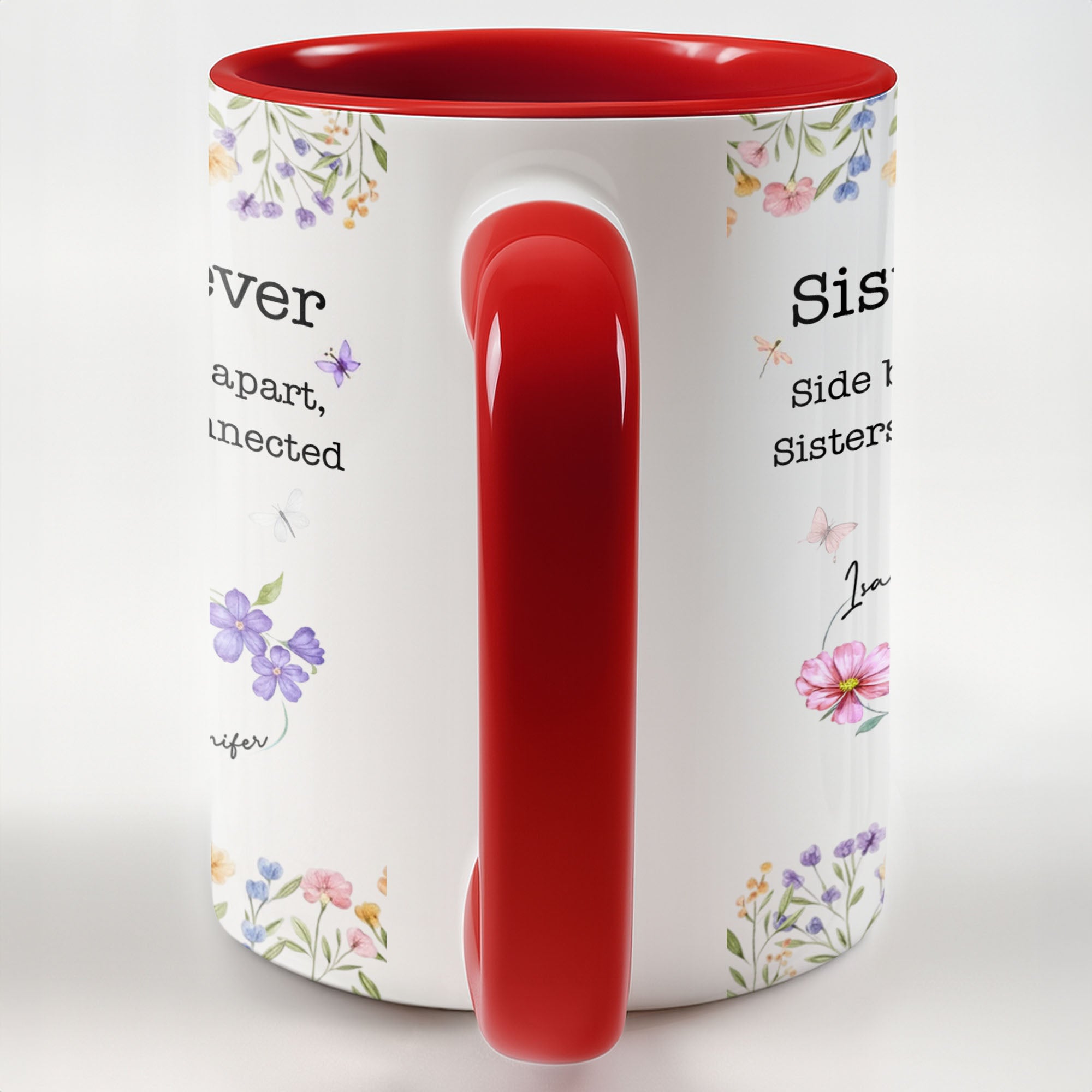 Personalized Sister Accent Mug Custom Floral Design Gift Accent Mug GradoCreations