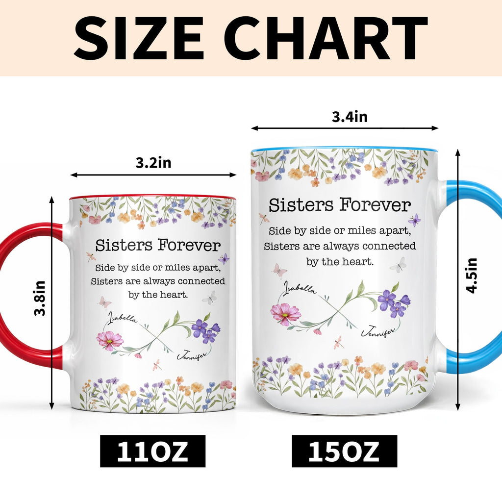 Personalized Sister Accent Mug Custom Floral Design Gift Accent Mug GradoCreations