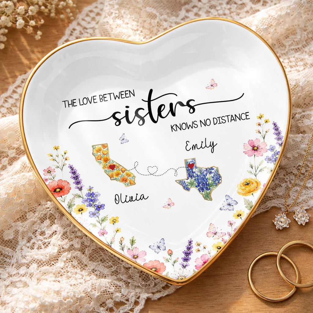 Personalized Heart Shaped Jewelry Dish Custom Name Gift for Sister Heart Jewelry Dish GradoCreations