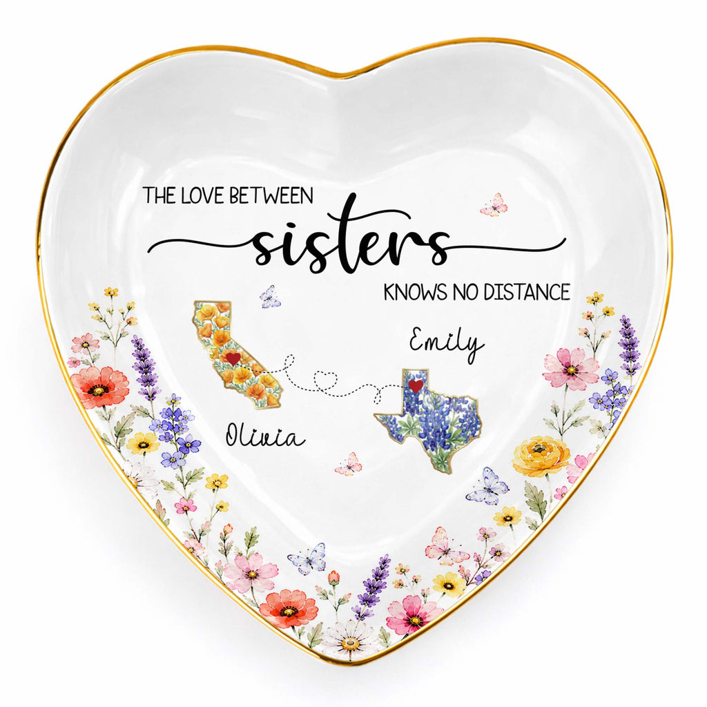 Personalized Heart Shaped Jewelry Dish Custom Name Gift for Sister Heart Jewelry Dish GradoCreations