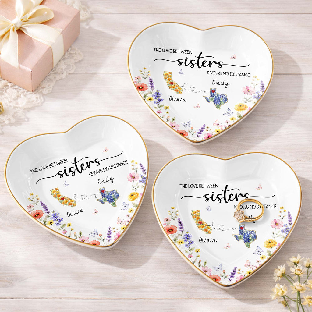 Personalized Heart Shaped Jewelry Dish Custom Name Gift for Sister Heart Jewelry Dish GradoCreations