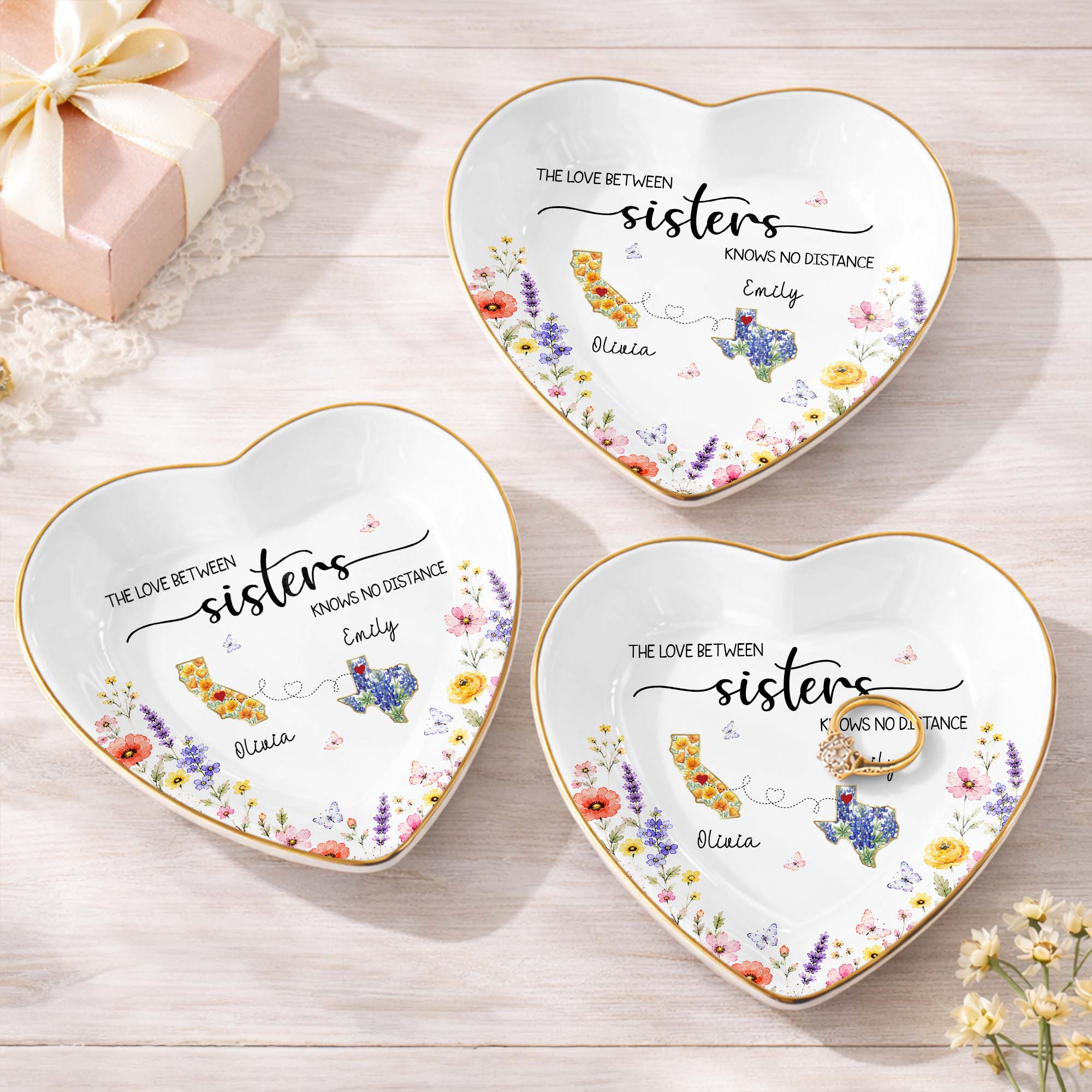 Personalized Heart Shaped Jewelry Dish Custom Name Gift for Sister Heart Jewelry Dish GradoCreations