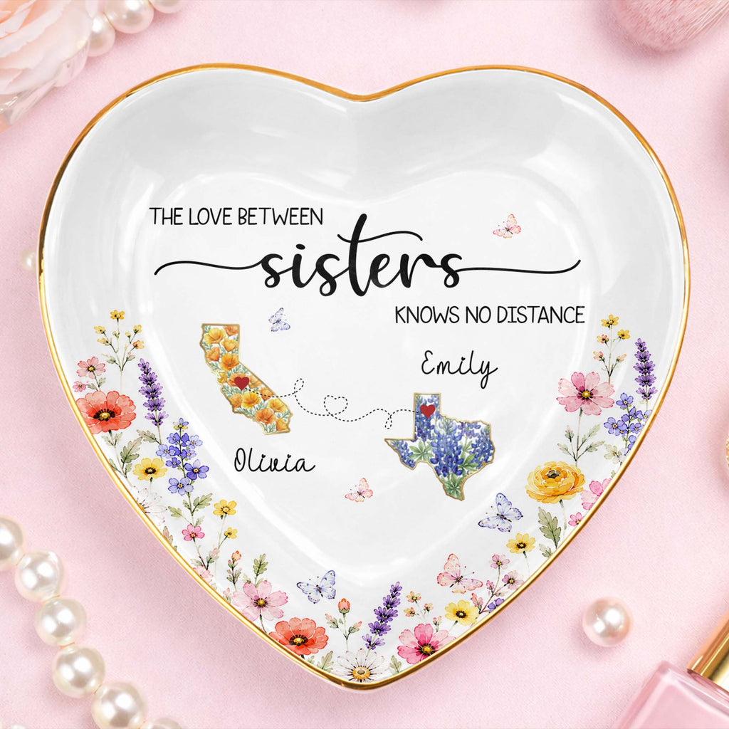 Personalized Heart Shaped Jewelry Dish Custom Name Gift for Sister Heart Jewelry Dish GradoCreations