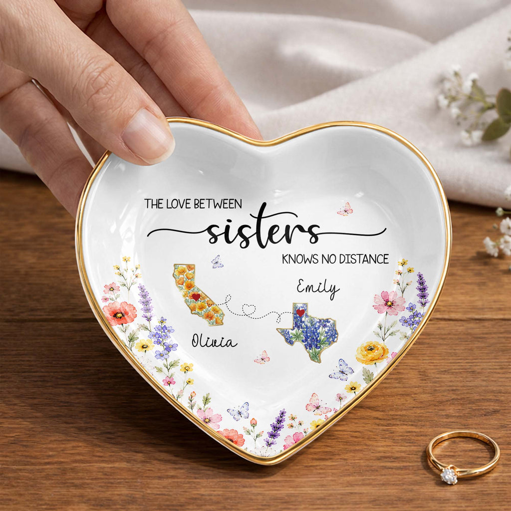 Personalized Heart Shaped Jewelry Dish Custom Name Gift for Sister Heart Jewelry Dish GradoCreations