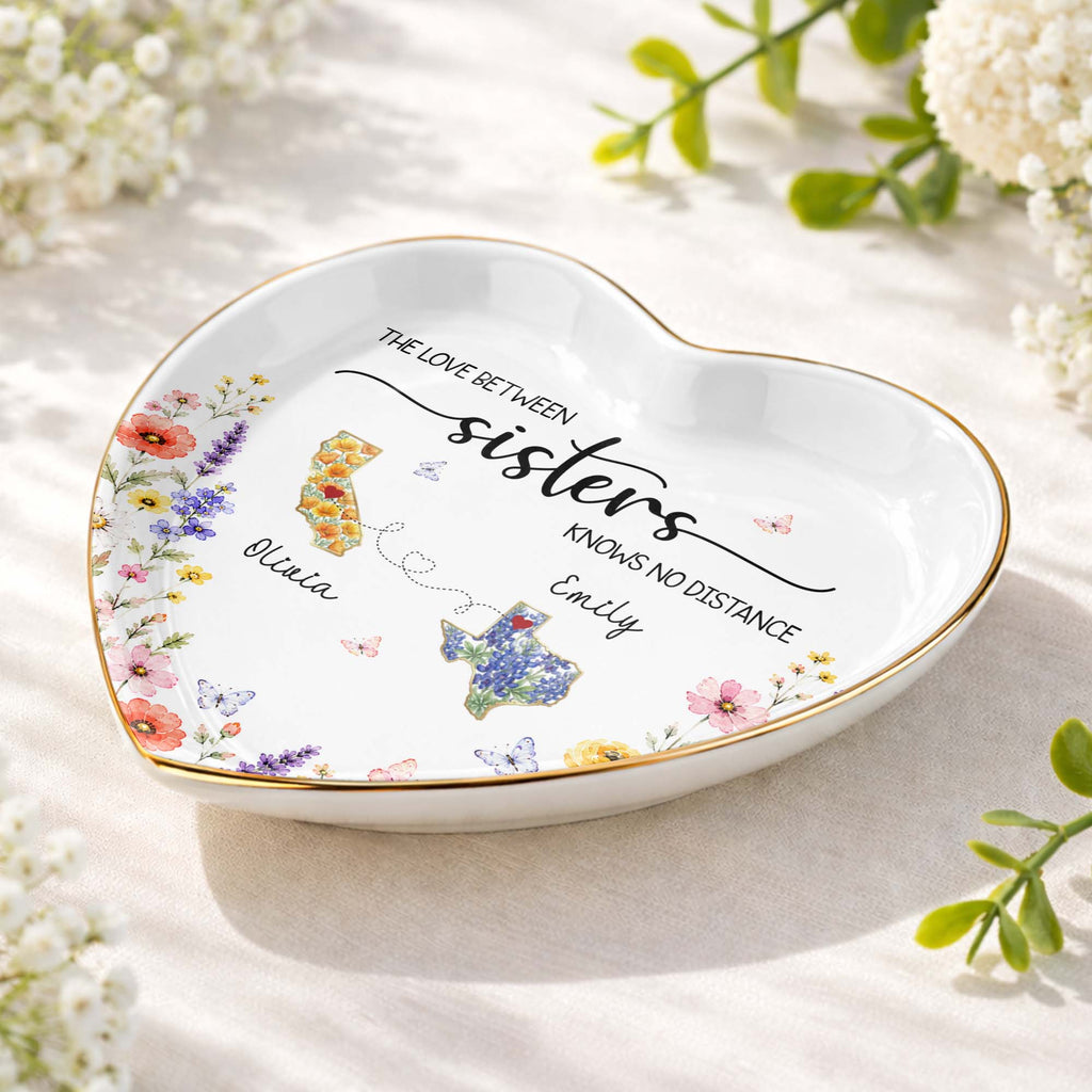 Personalized Heart Shaped Jewelry Dish Custom Name Gift for Sister Heart Jewelry Dish GradoCreations