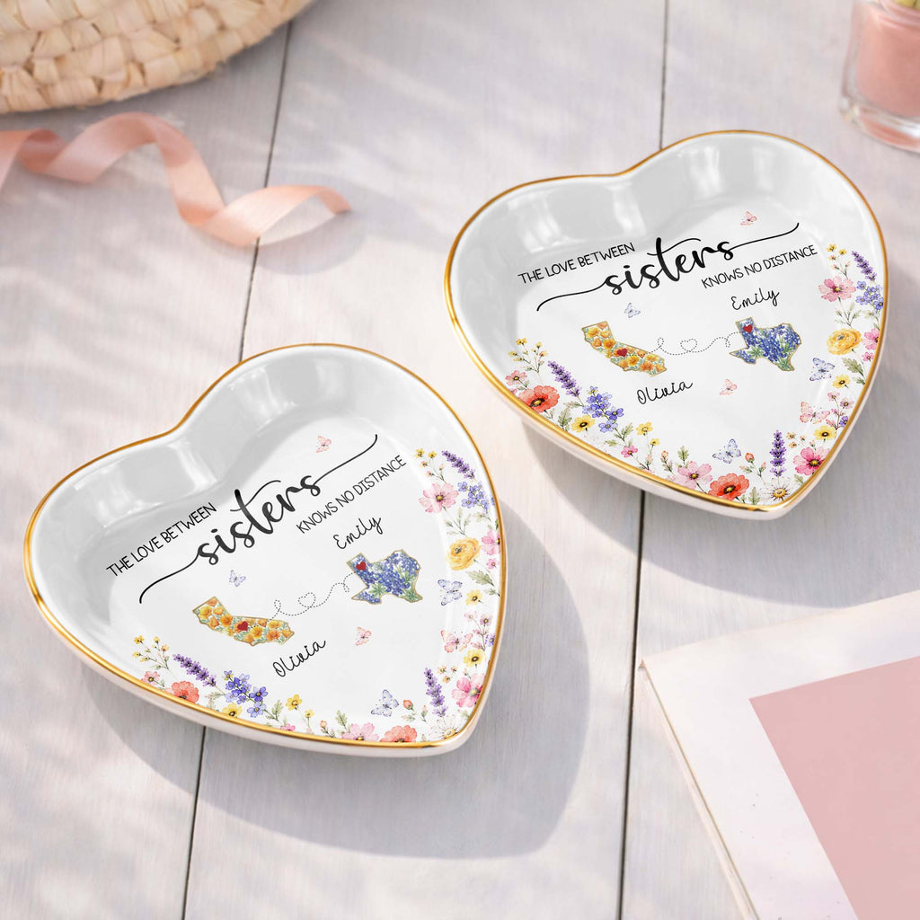 Personalized Heart Shaped Jewelry Dish Custom Name Gift for Sister Heart Jewelry Dish GradoCreations