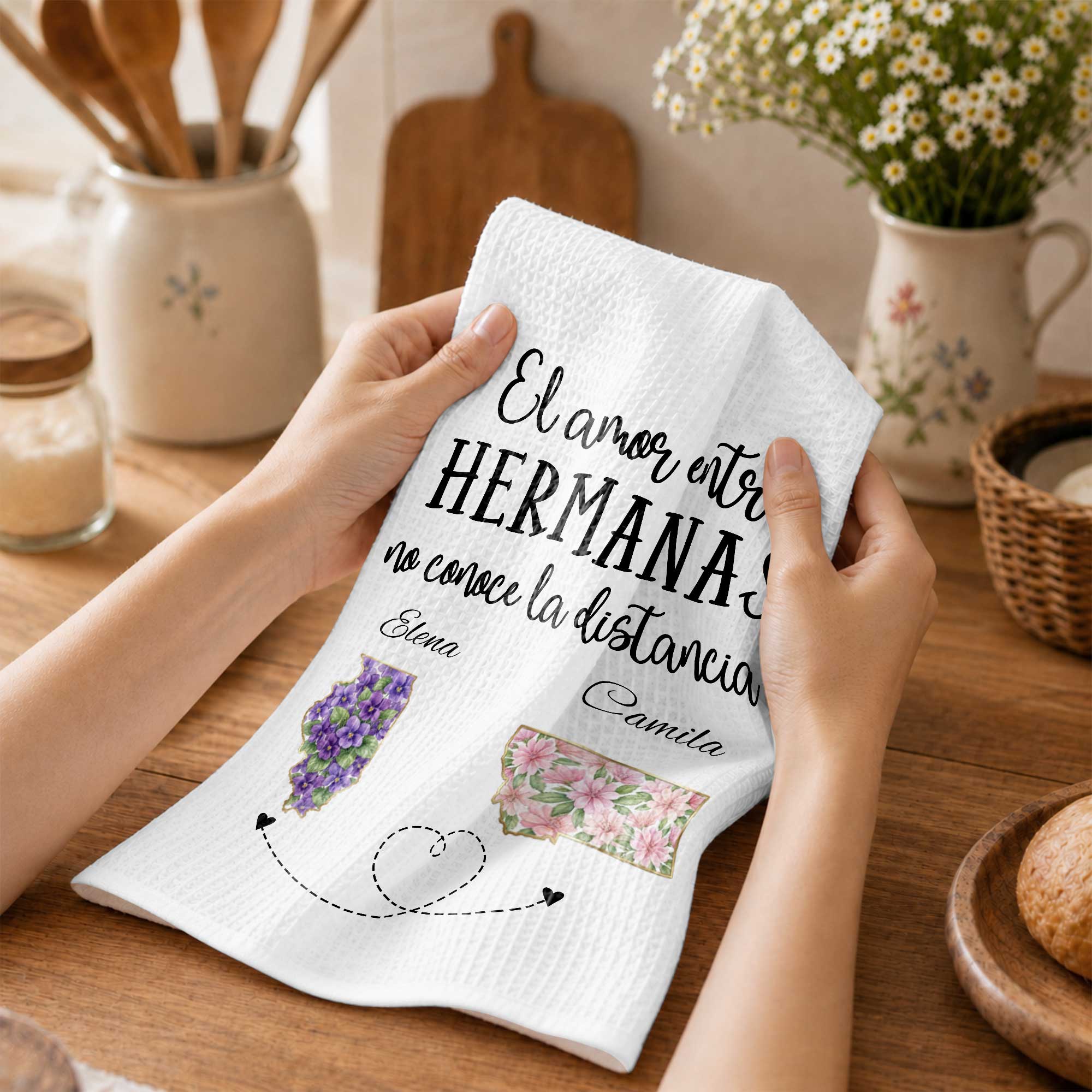 Personalized Kitchen Towel Custom State Art Gift for Sisters Kitchen Towel GradoCreations