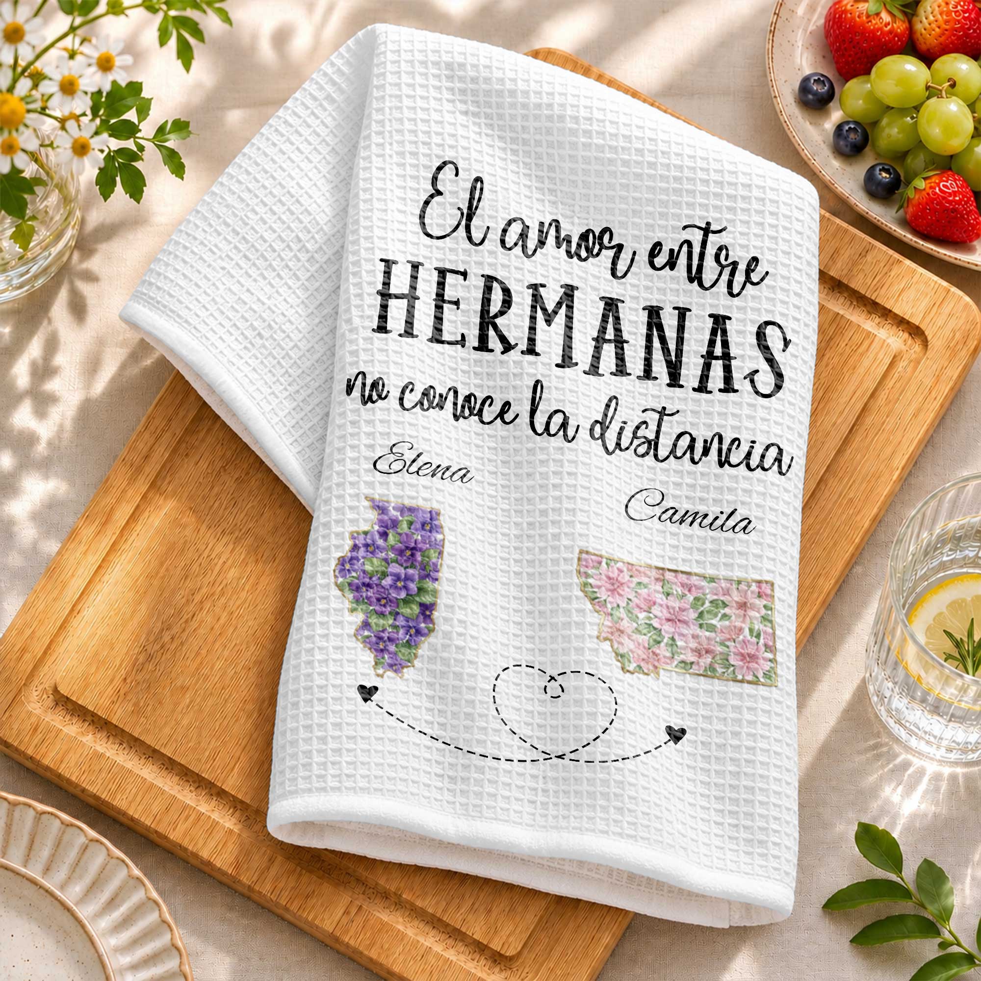 Personalized Kitchen Towel Custom State Art Gift for Sisters Kitchen Towel GradoCreations