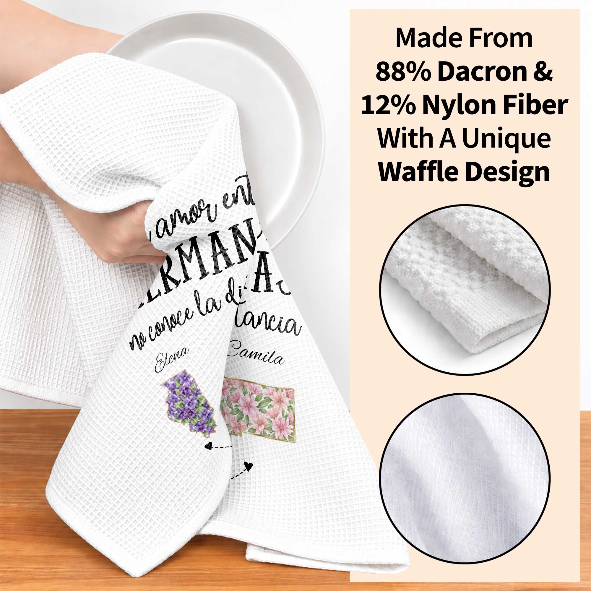 Personalized Kitchen Towel Custom State Art Gift for Sisters Kitchen Towel GradoCreations