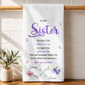 Personalized Kitchen Towel for Sister with Flowers & Butterflies Kitchen Towel GradoCreations