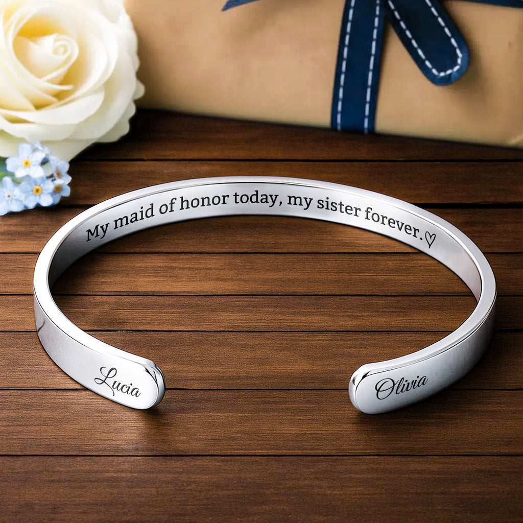 Personalized Sister Heart Bracelet Cuff Custom Gift for Her Bracelet Cuff GradoCreations