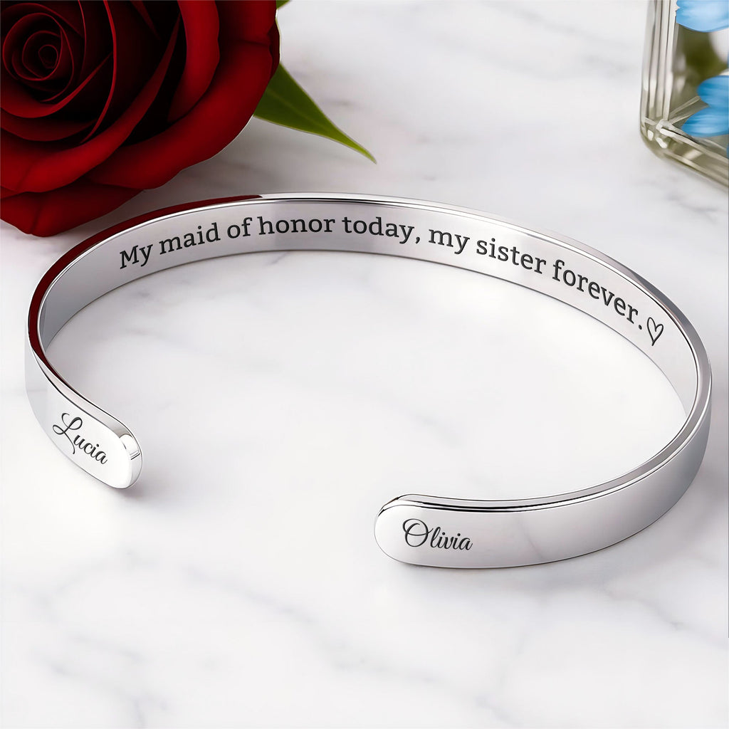 Personalized Sister Heart Bracelet Cuff Custom Gift for Her Bracelet Cuff GradoCreations