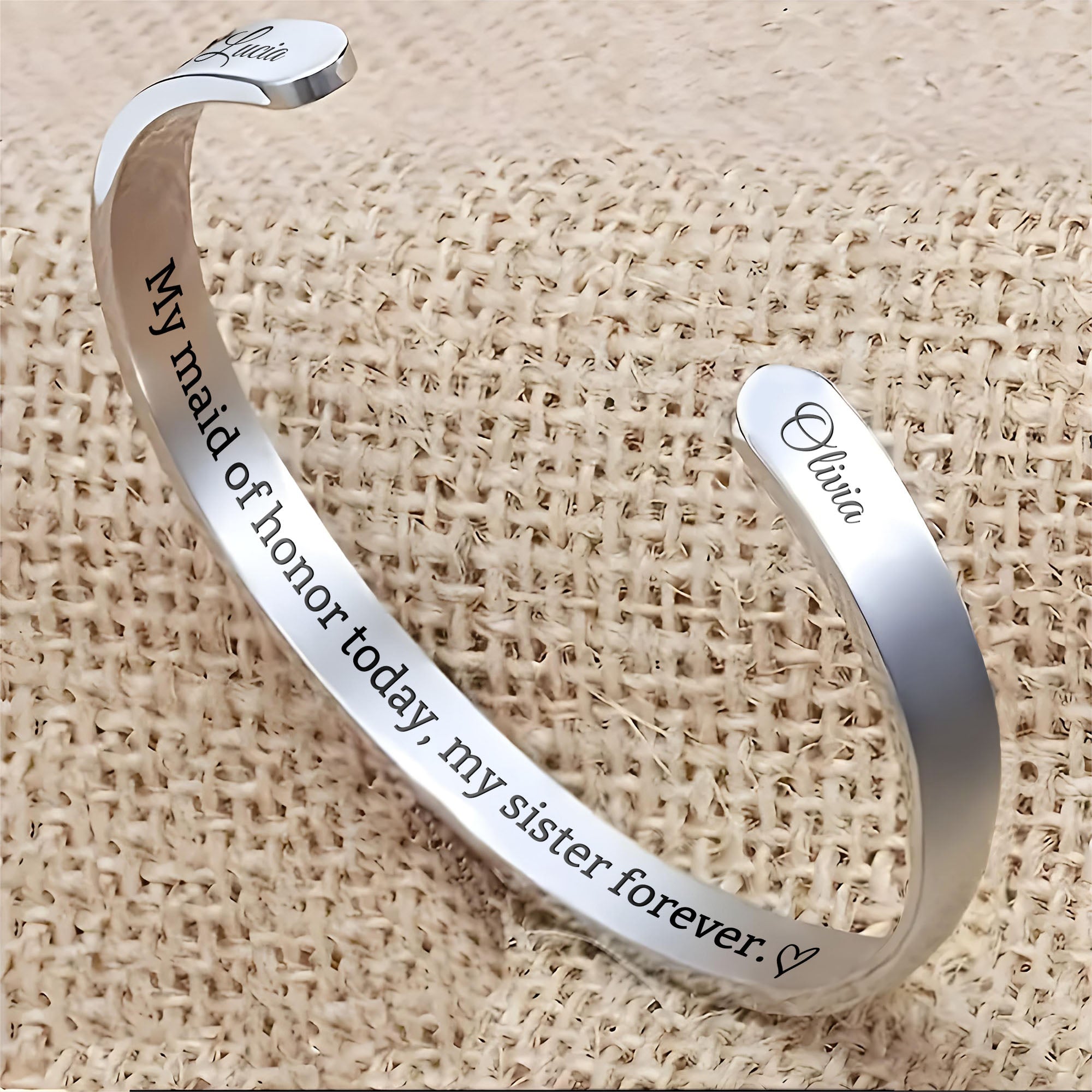 Personalized Sister Heart Bracelet Cuff Custom Gift for Her Bracelet Cuff GradoCreations