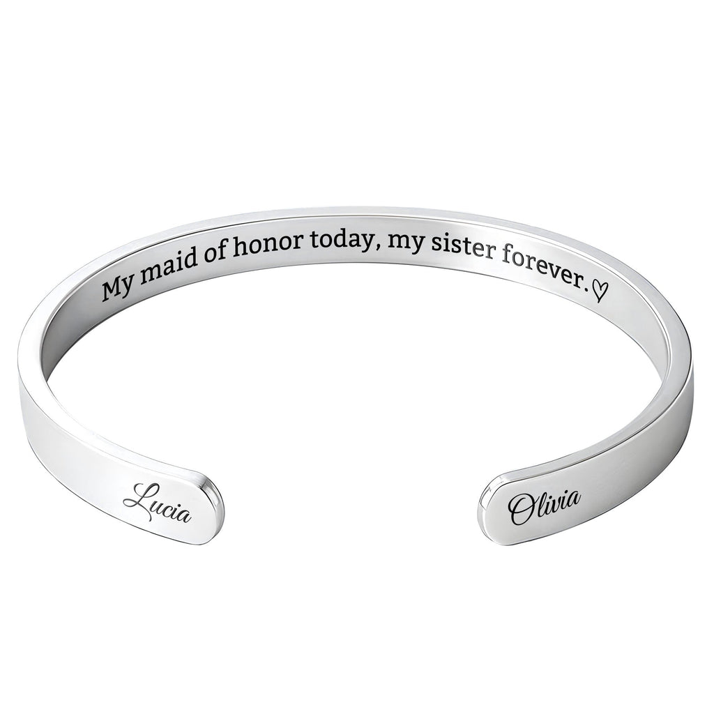 Personalized Sister Heart Bracelet Cuff Custom Gift for Her Bracelet Cuff GradoCreations