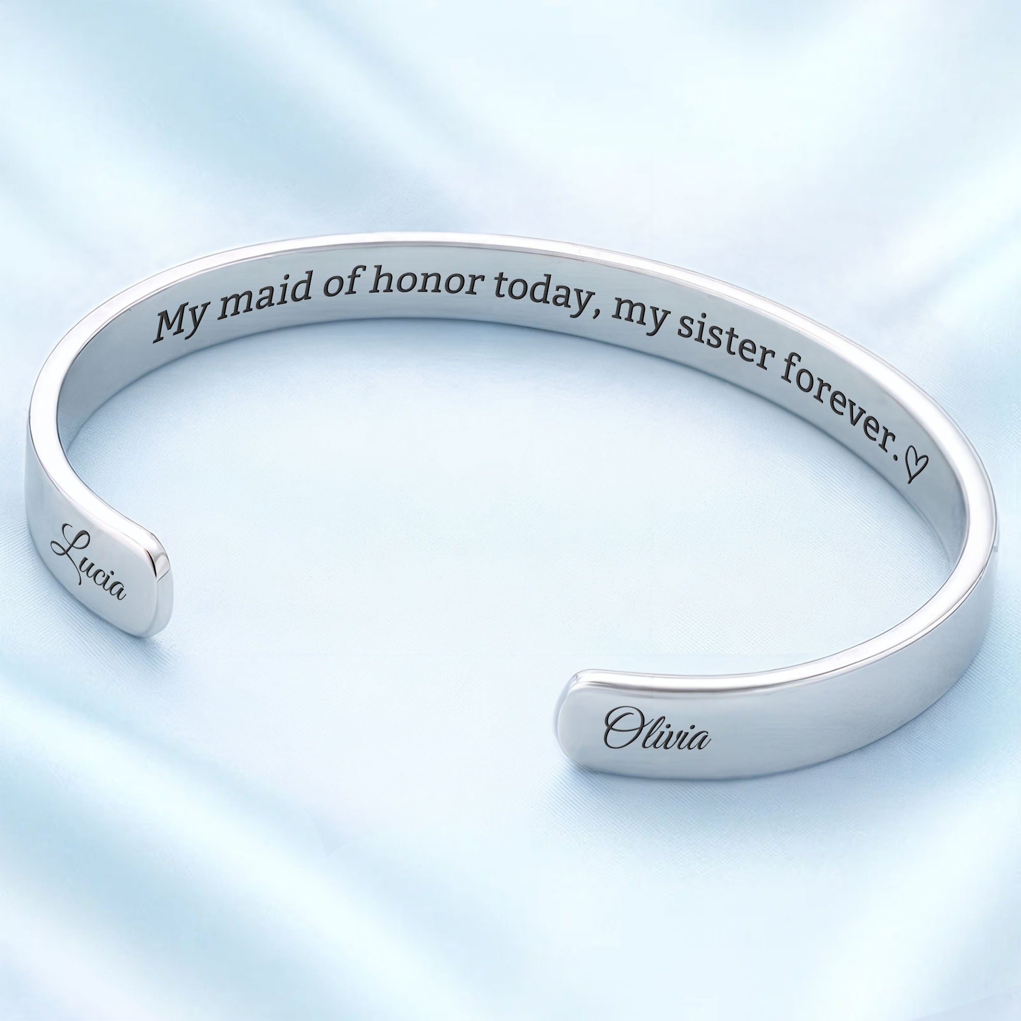 Personalized Sister Heart Bracelet Cuff Custom Gift for Her Bracelet Cuff GradoCreations
