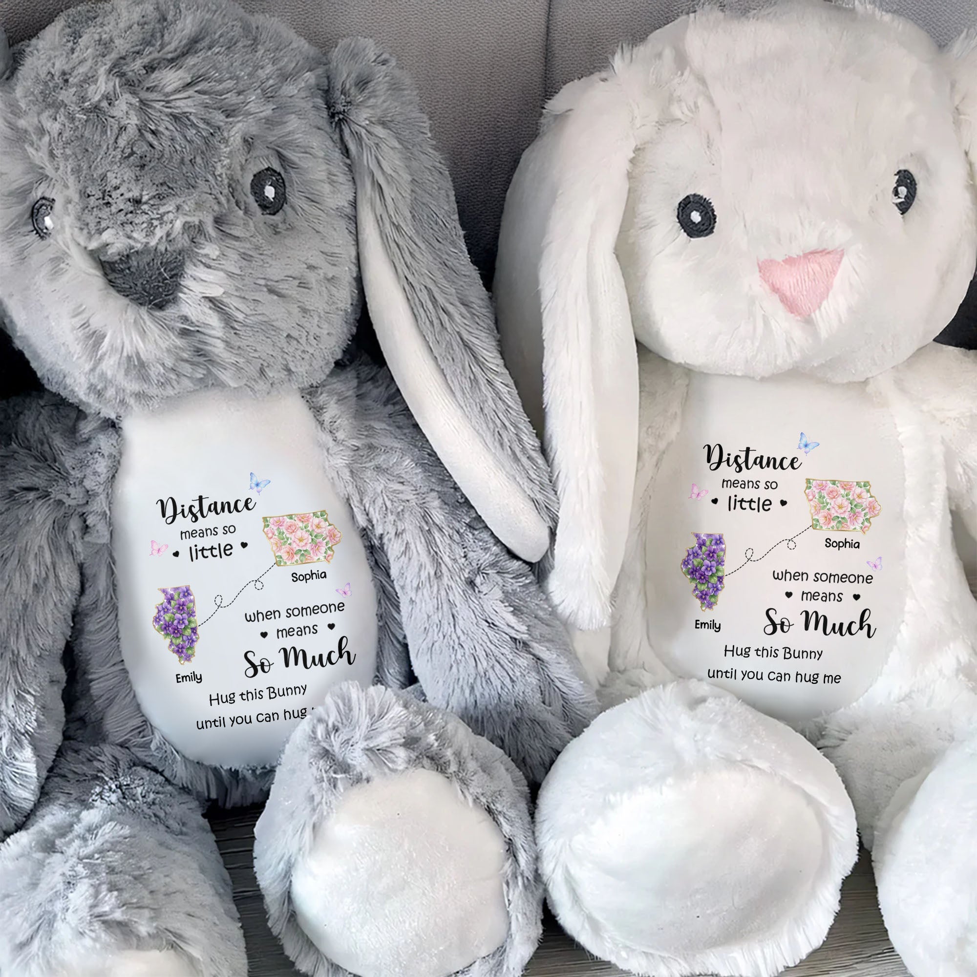 Personalized Plush Stuffed Bunny Custom Name Gift for Sister Stuffed Bunny GradoCreations