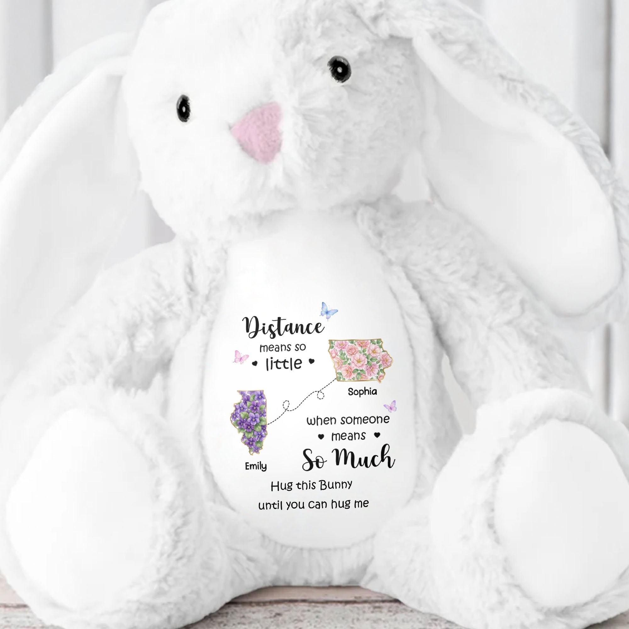 Personalized Plush Stuffed Bunny Custom Name Gift for Sister Stuffed Bunny GradoCreations