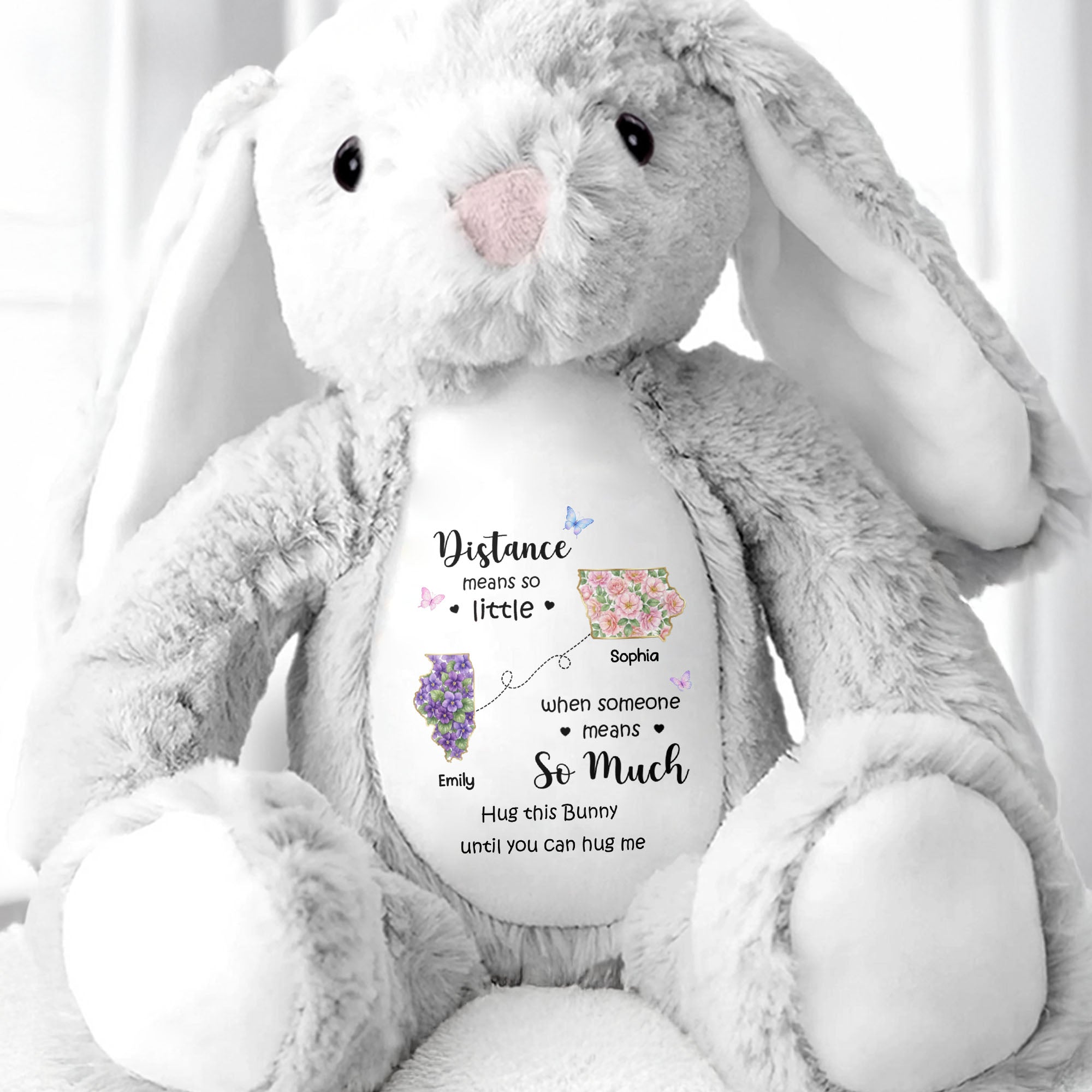 Personalized Plush Stuffed Bunny Custom Name Gift for Sister Stuffed Bunny GradoCreations