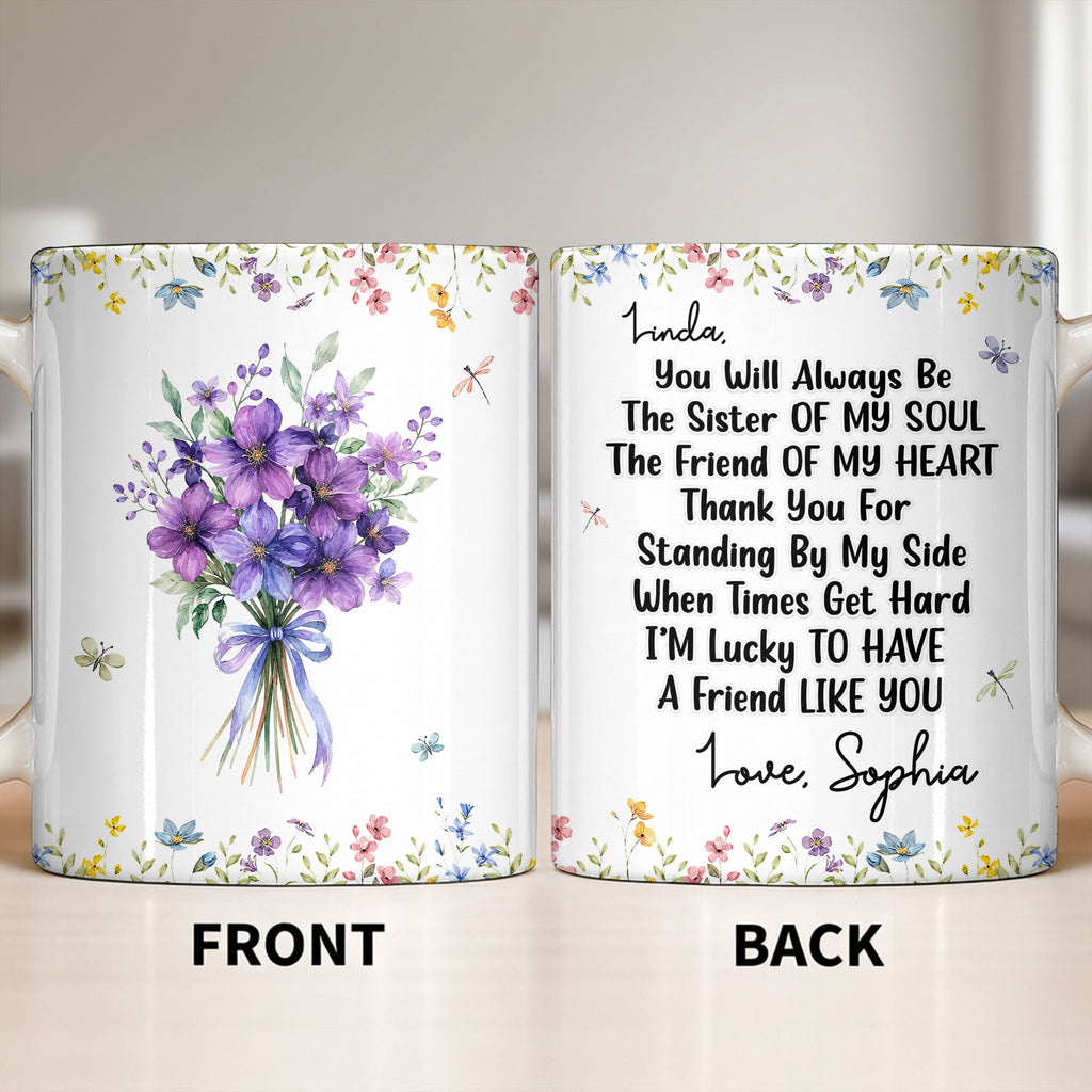 Personalized Floral Birth Month Flower Coffee Mug Custom Gift for Sister Edge-to-edge Mug GradoCreations