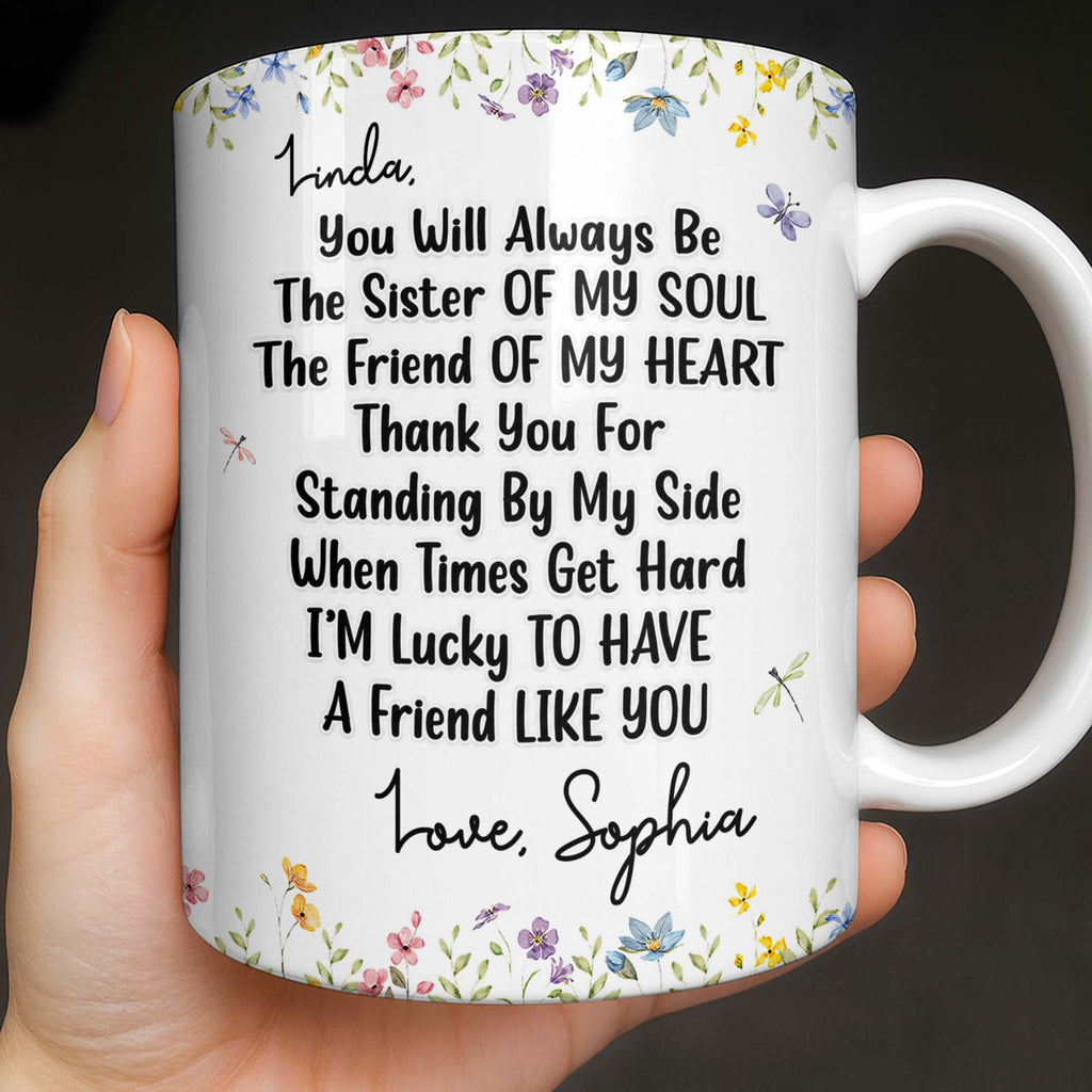 Personalized Floral Birth Month Flower Coffee Mug Custom Gift for Sister Edge-to-edge Mug GradoCreations